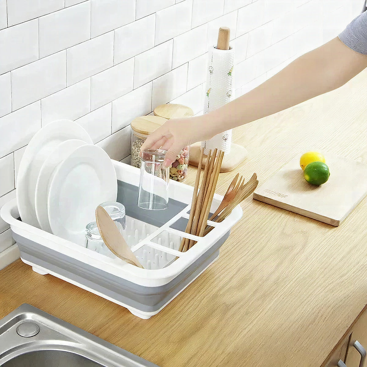 Escurridor plegable TrockniQ con drenaje de agua