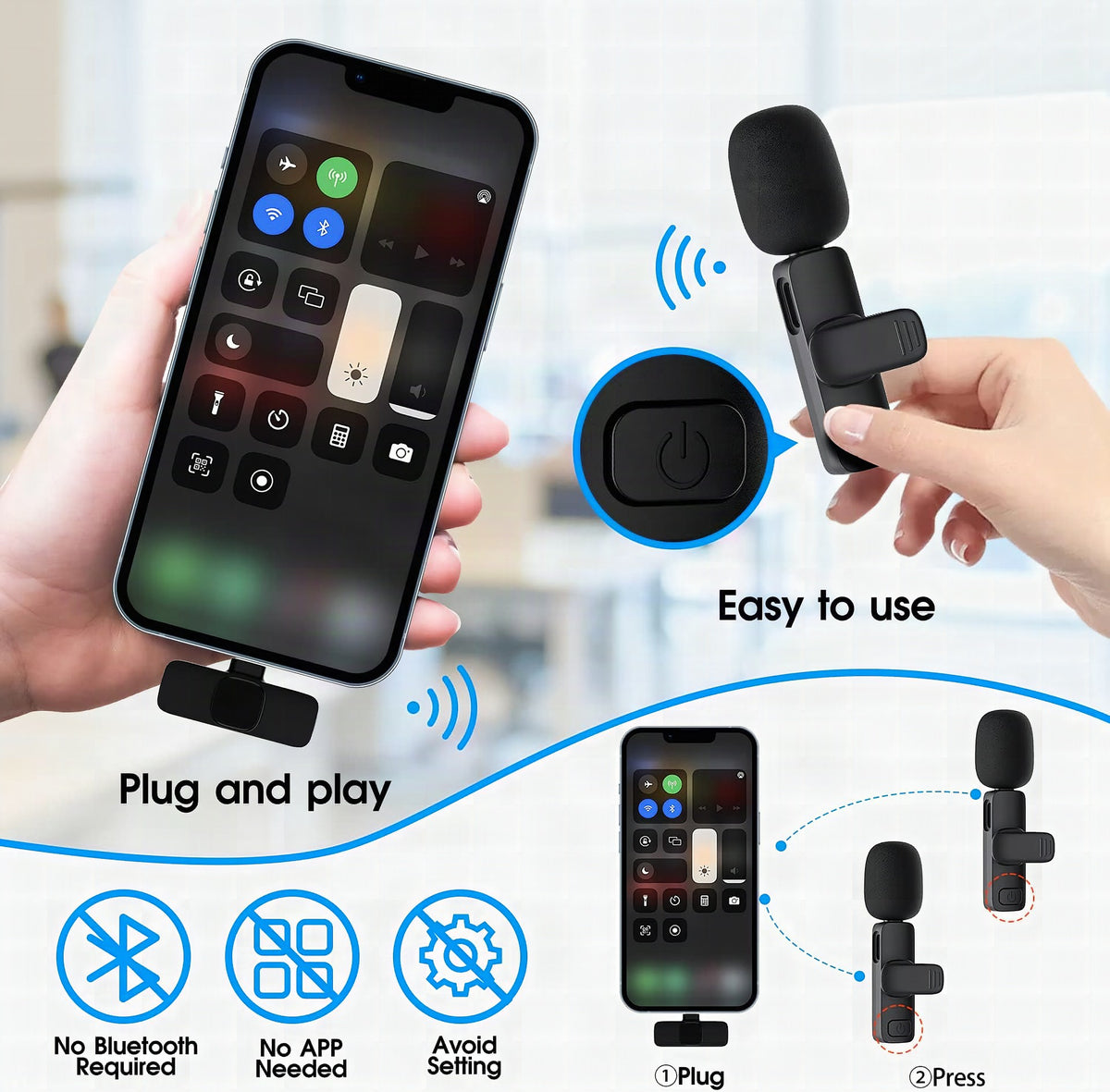 Pack de 2 micrófonos inalámbricos para iPhone e iPad