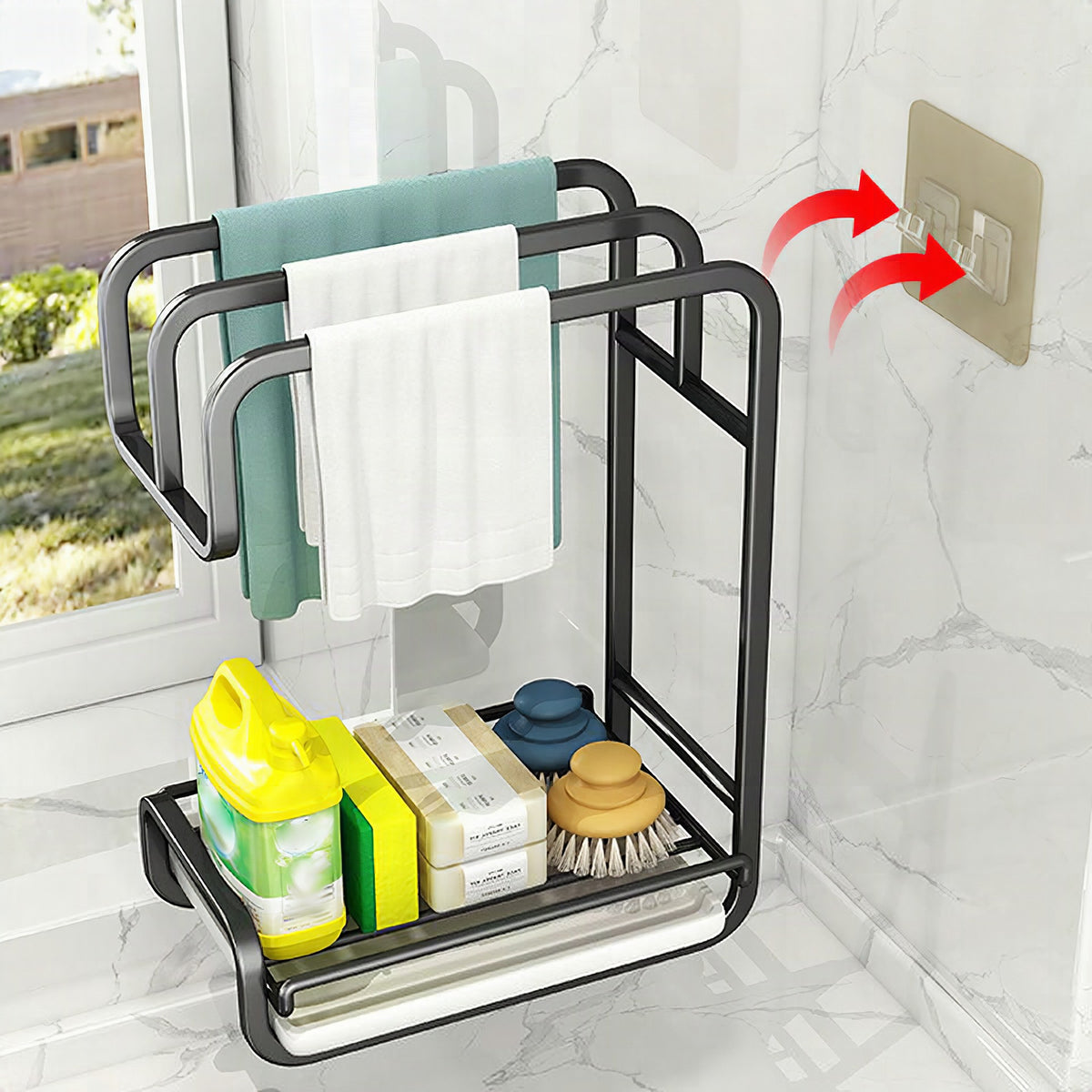 Organizador y escurridor de paños de cocina