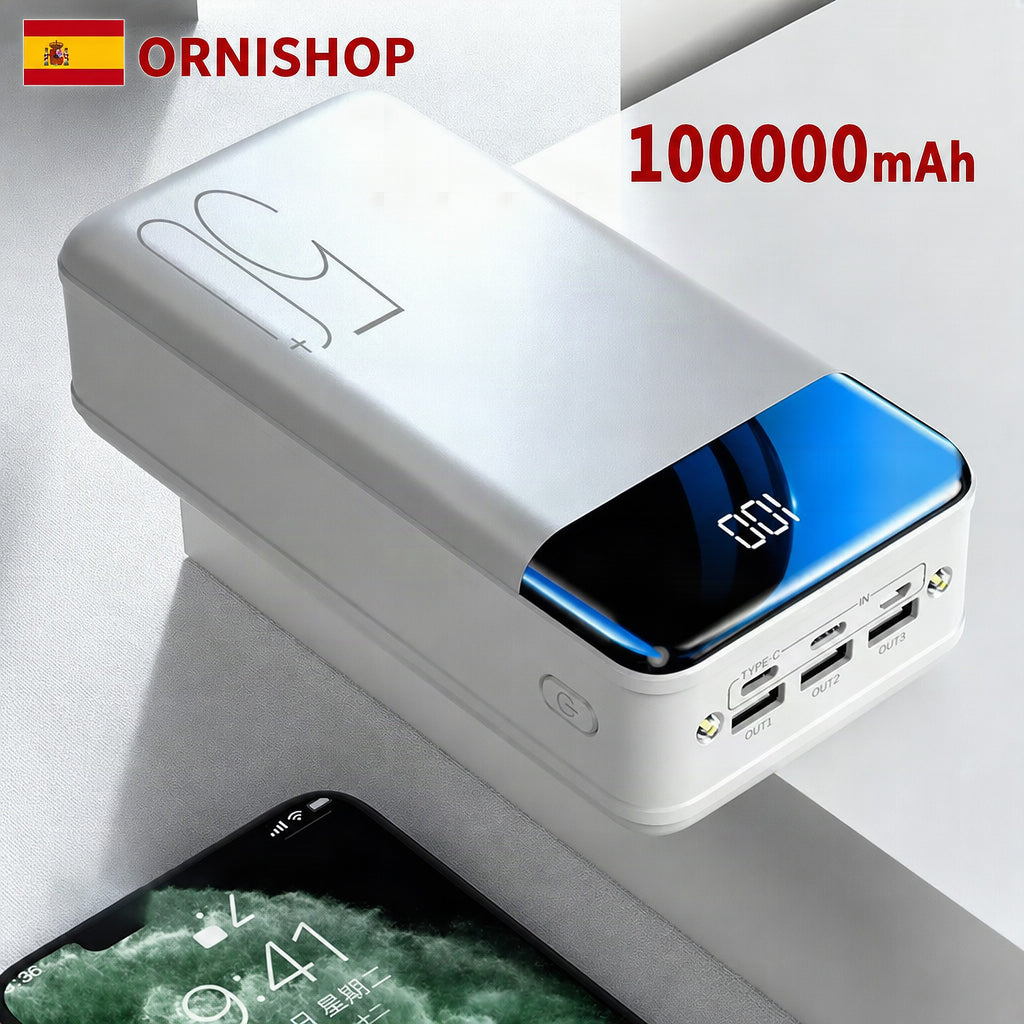 Batería externa TitanCharge mostrando sus puertos de carga USB-A y USB-C