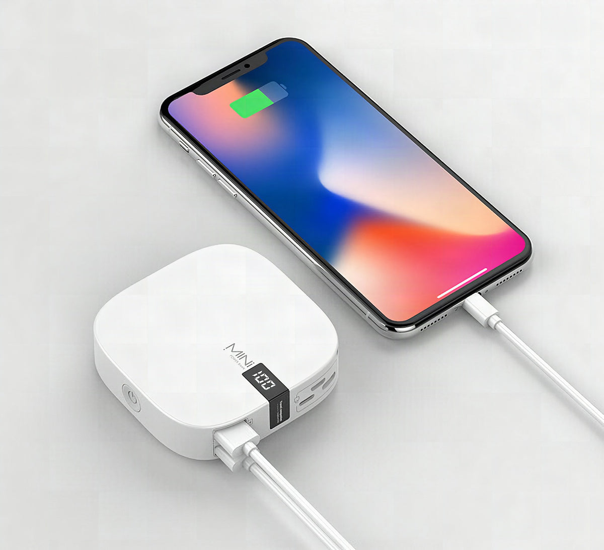 Batería externa mini de 10.000 mAh con carga rápida 2,1 A, pantalla LED y doble salida USB