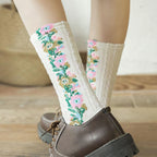 Calcetines vintage con bordado floral (5 pares)