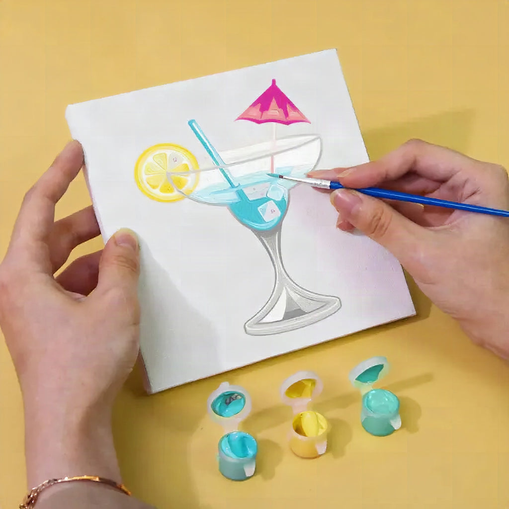 Set mini pintura por números – 6 diseños de cócteles para relajarte creando