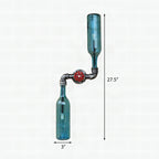 Aplique de pared estilo industrial con botellas de cristal gris/azul, 2 luces