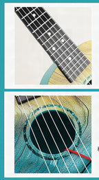Ukelele artístico con diseño de olas