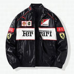 Chaqueta de cuero Ferrari Vintage de carreras – Unisex – Retro (oversize)