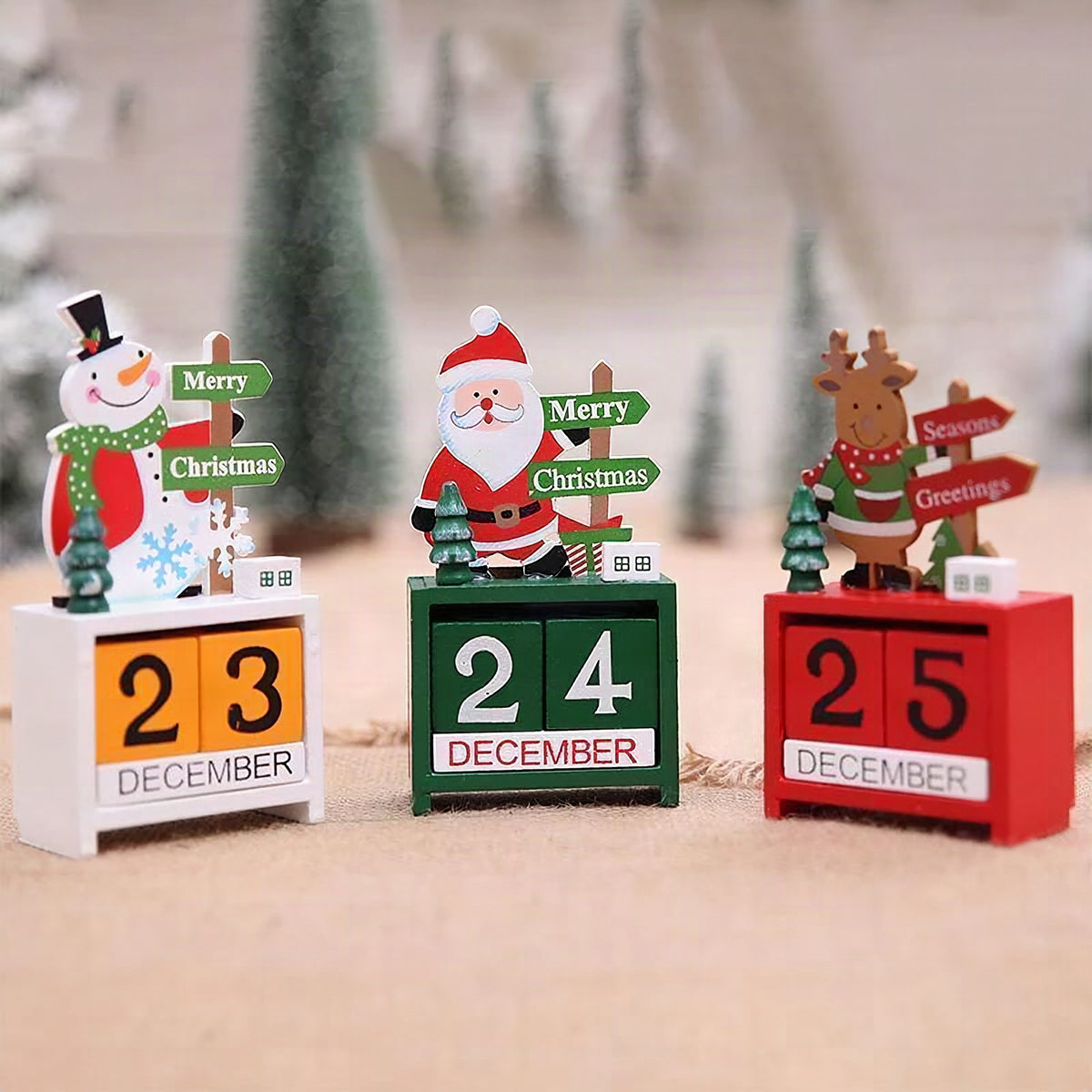 Calendario decorativo de Navidad de madera