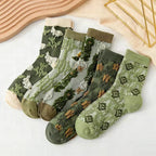 Pack de 5 pares de calcetines vintage con bordado floral