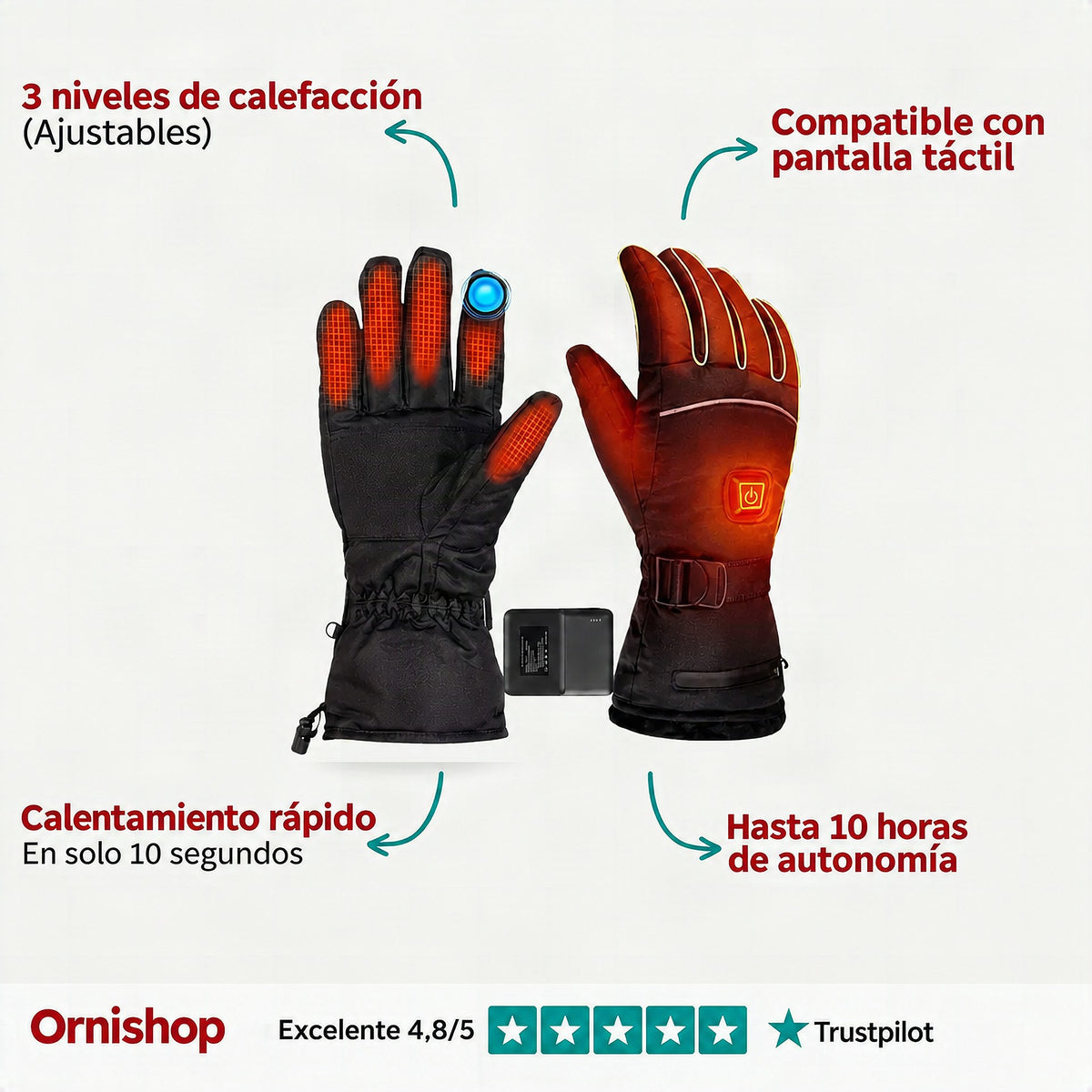 Guantes Térmicos Calefactables Ornishop X