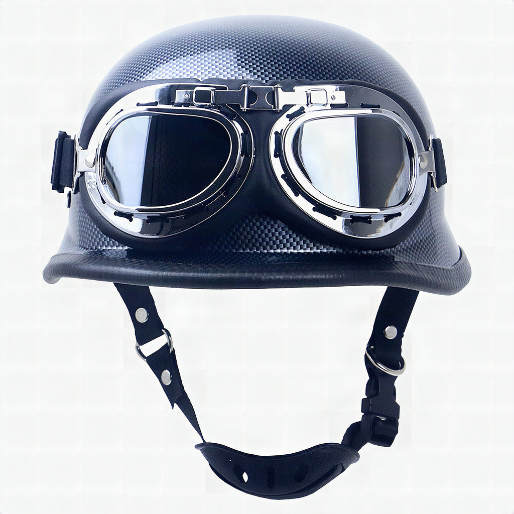 Casco de moto retro con gafas