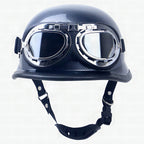 Casco de moto retro con gafas