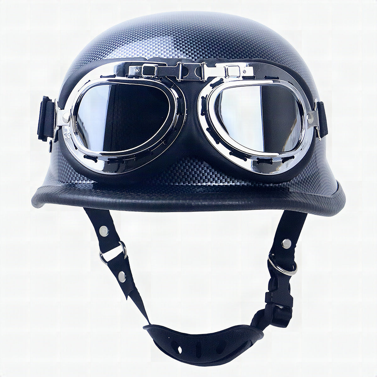 Casco de moto retro con gafas