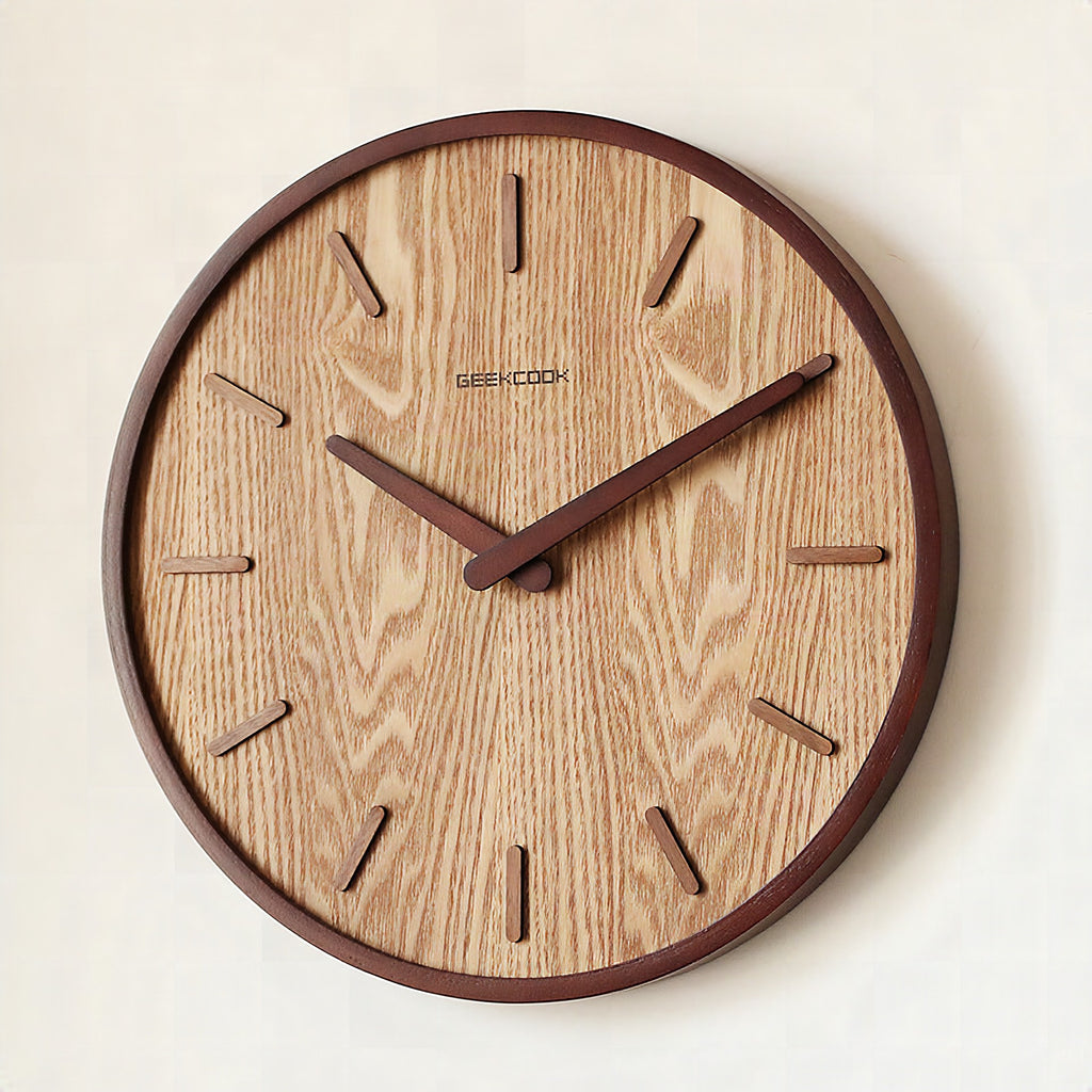 Reloj de pared de madera silencioso minimalista 30 cm