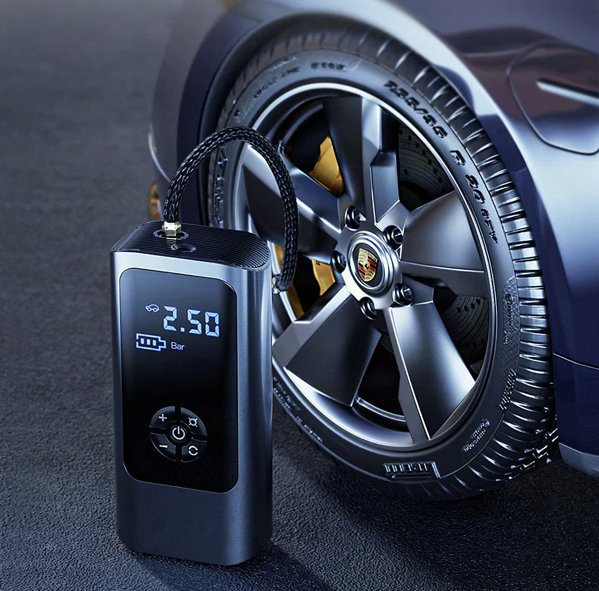 Compresor de aire inalámbrico PowerPump – 150 PSI con pantalla digital y LED