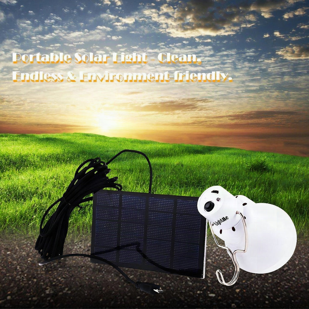 Bombilla LED con panel solar recargable para interior y exterior
