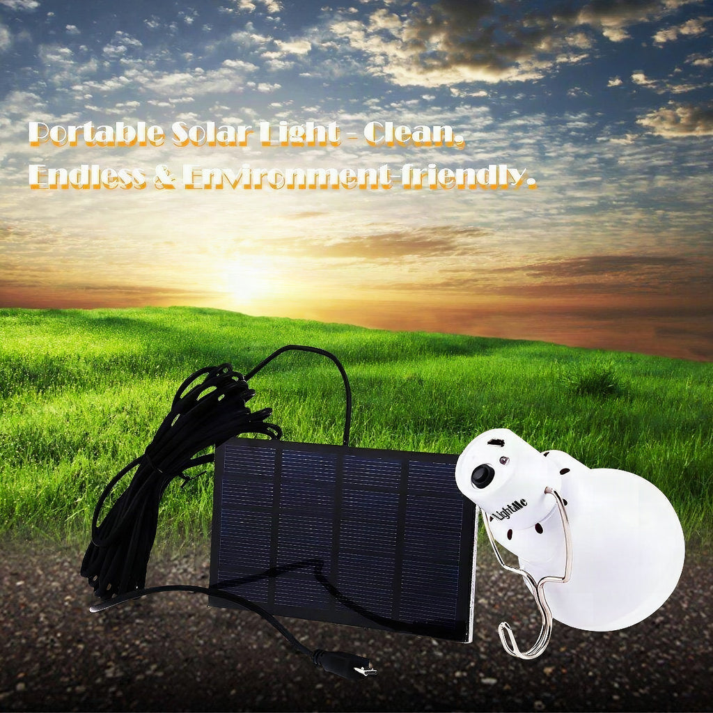 Bombilla LED con panel solar recargable para interior y exterior