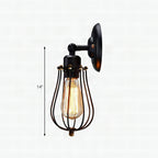 Pack de 2 lámparas de pared industriales con jaula metálica negra, 1 luz, casquillo E26/E27