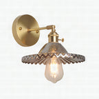 Aplique de pared industrial con cuenco de latón y cristal ahumado, 1 luz