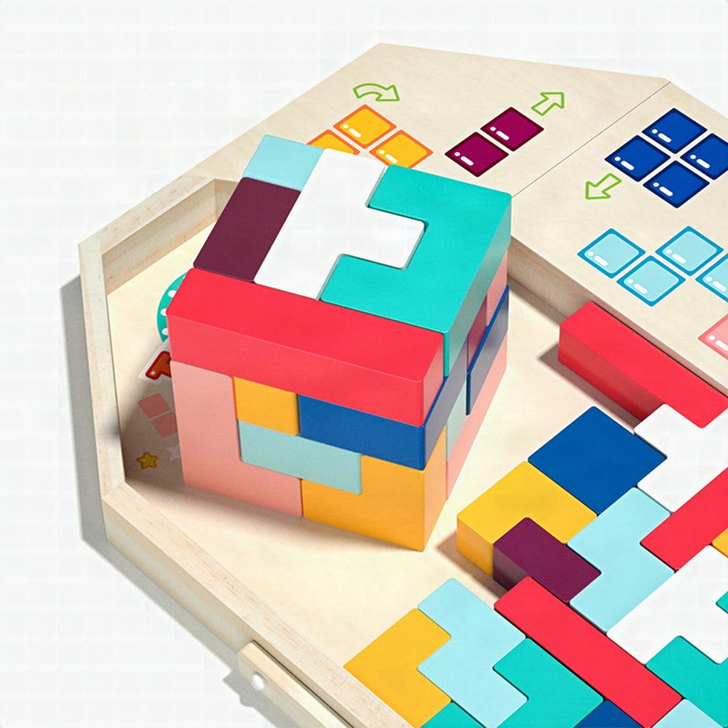 Puzle educativo creativo de madera en 3D