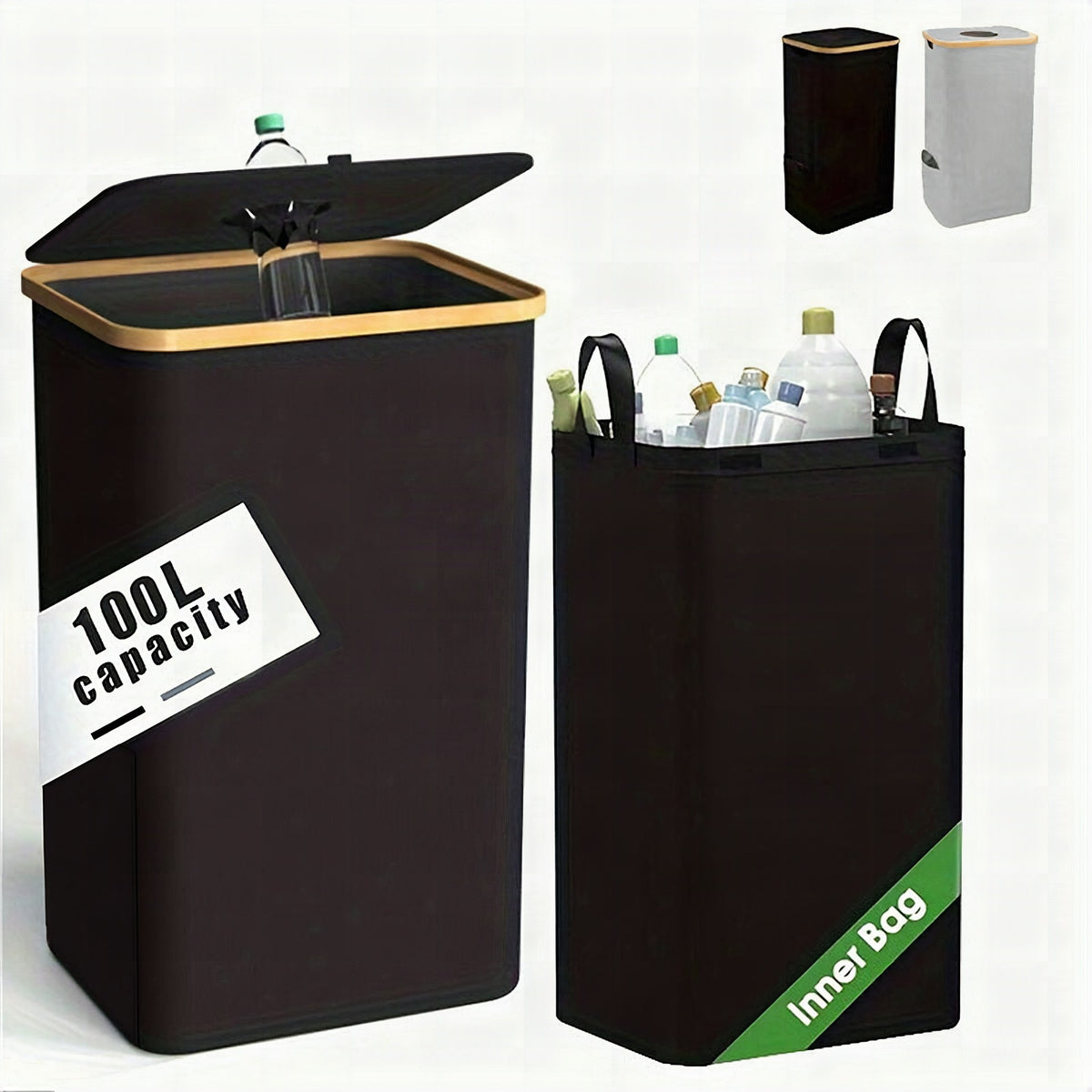 Cubo de basura y reciclaje práctico