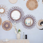 Espejo de pared decorativo con marco de ratán