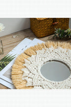 Espejo decorativo de fibra natural