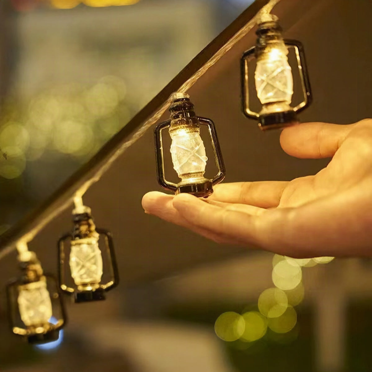 Guirnalda LED solar con forma de bidón de gasolina retro para exterior