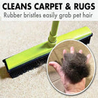 Escoba con rasqueta de goma natural, multisuperficie y eliminación de pelo de mascotas