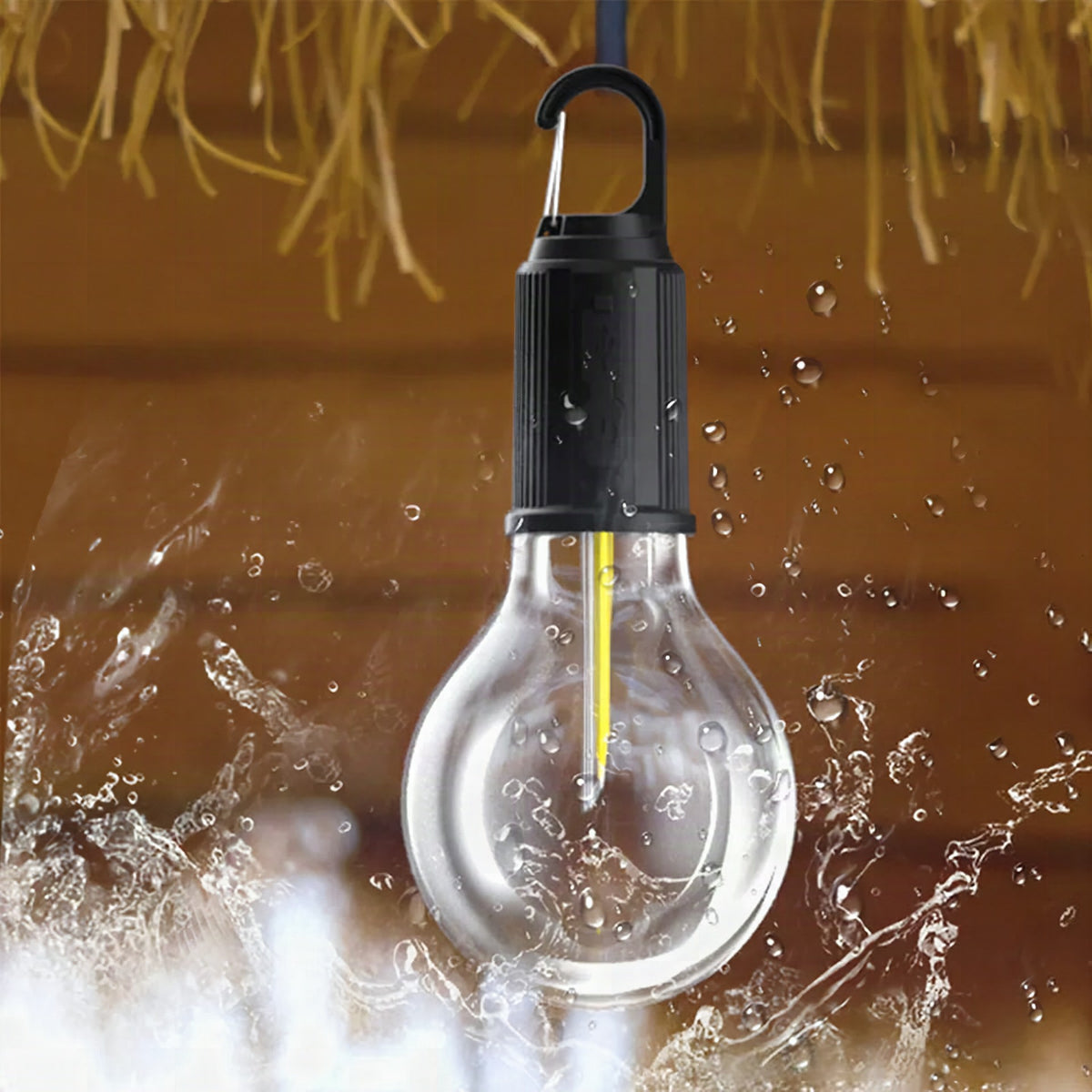 Bombilla LED recargable retro para camping con carga USB-C