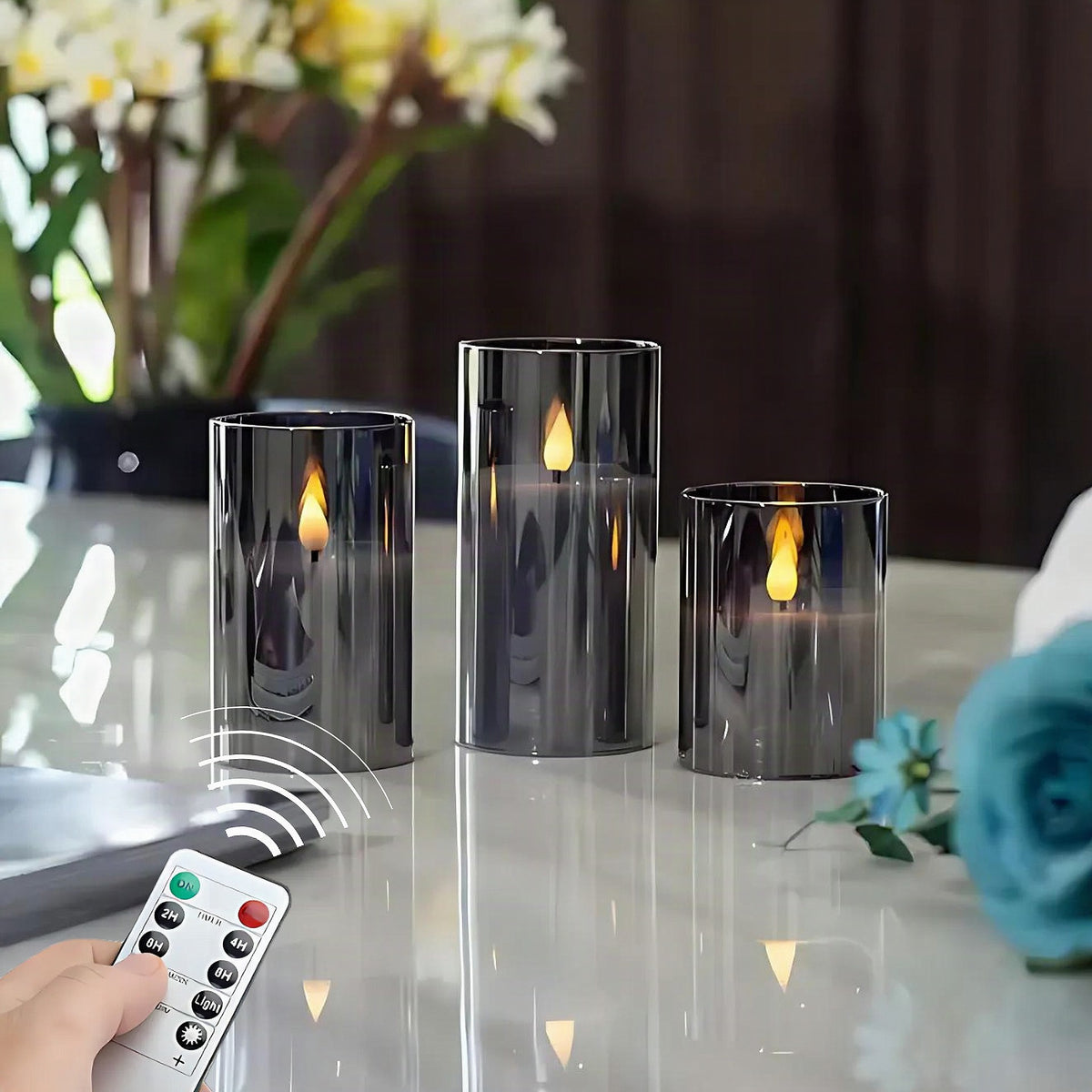 Set de velas LED LuxeLumen con mando a distancia