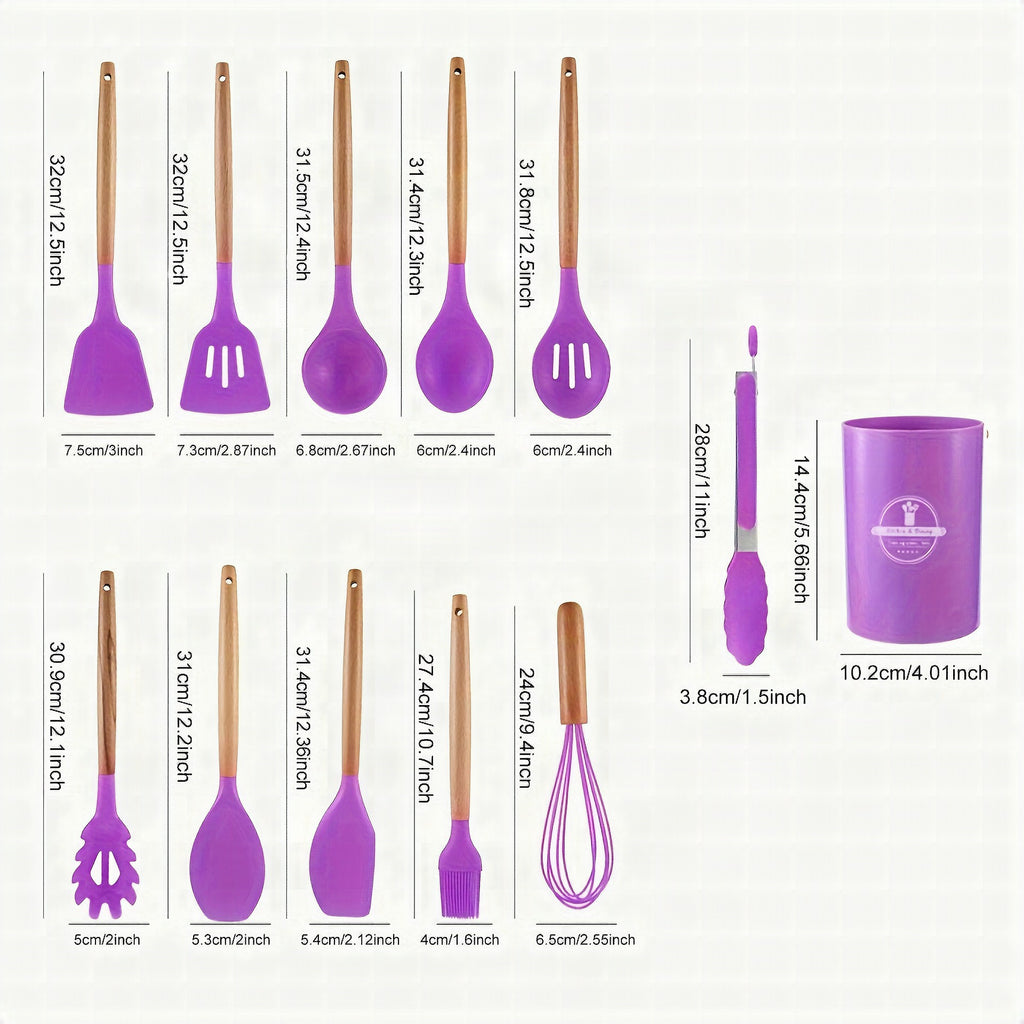 Set de utensilios de cocina de silicona antiadherente resistente al calor