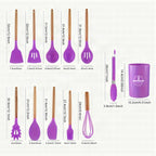 Set de utensilios de cocina de silicona antiadherente resistente al calor