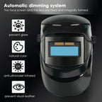 Máscara de soldadura con oscurecimiento automático y lámpara frontal