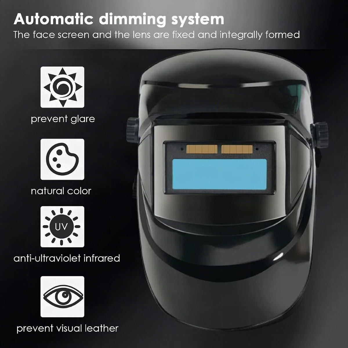 Máscara de soldadura con oscurecimiento automático y lámpara frontal