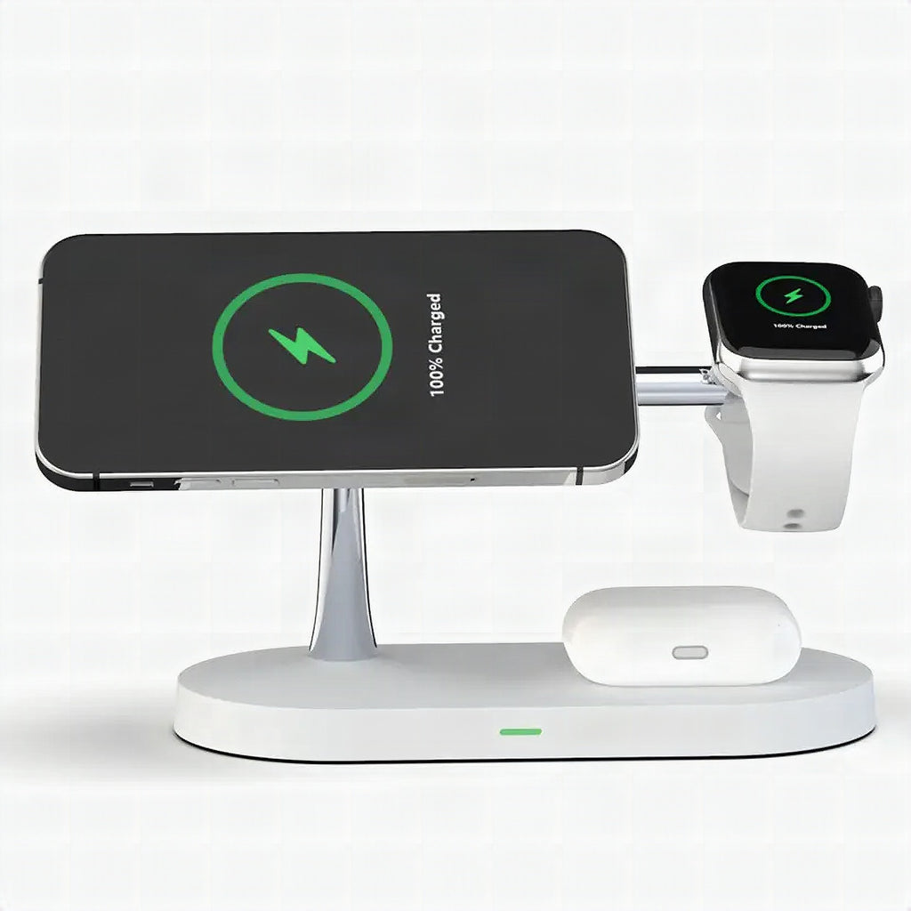 Cargador inalámbrico 3 en 1 para móvil, smartwatch y auriculares
