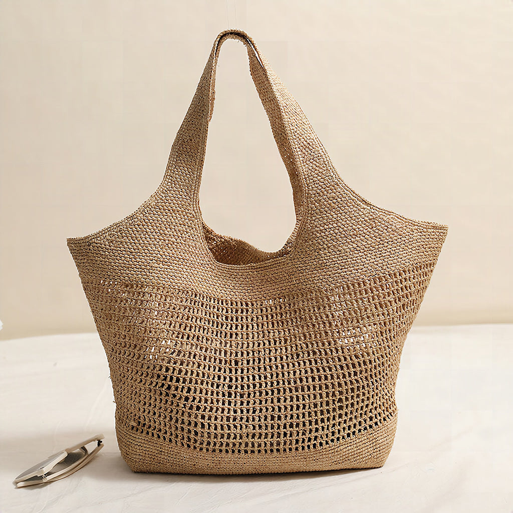 Bolso tote de malla artesanal hecho con material sostenible