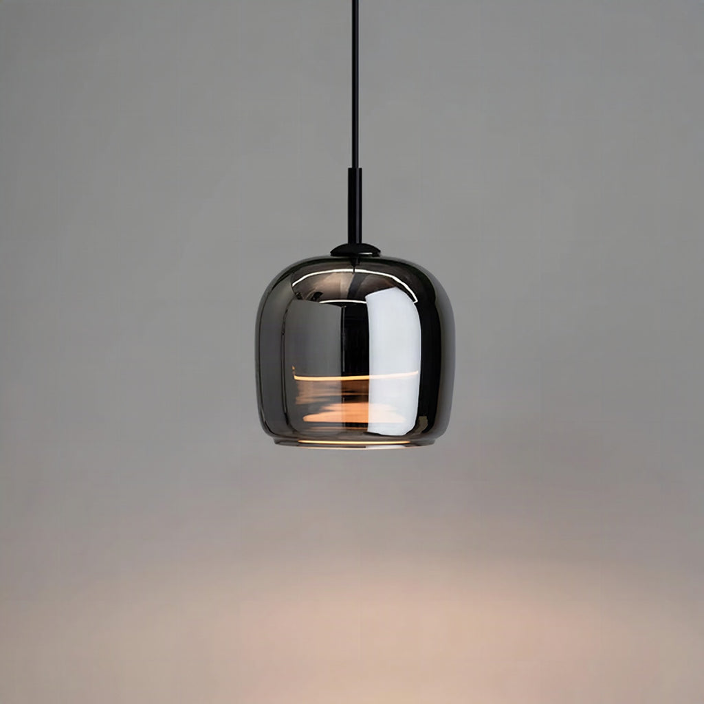 Lámpara colgante nórdica de cristal negro – Iluminación moderna para isla de cocina y comedor