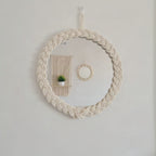 Espejo decorativo de pared con marco de cuerda trenzada