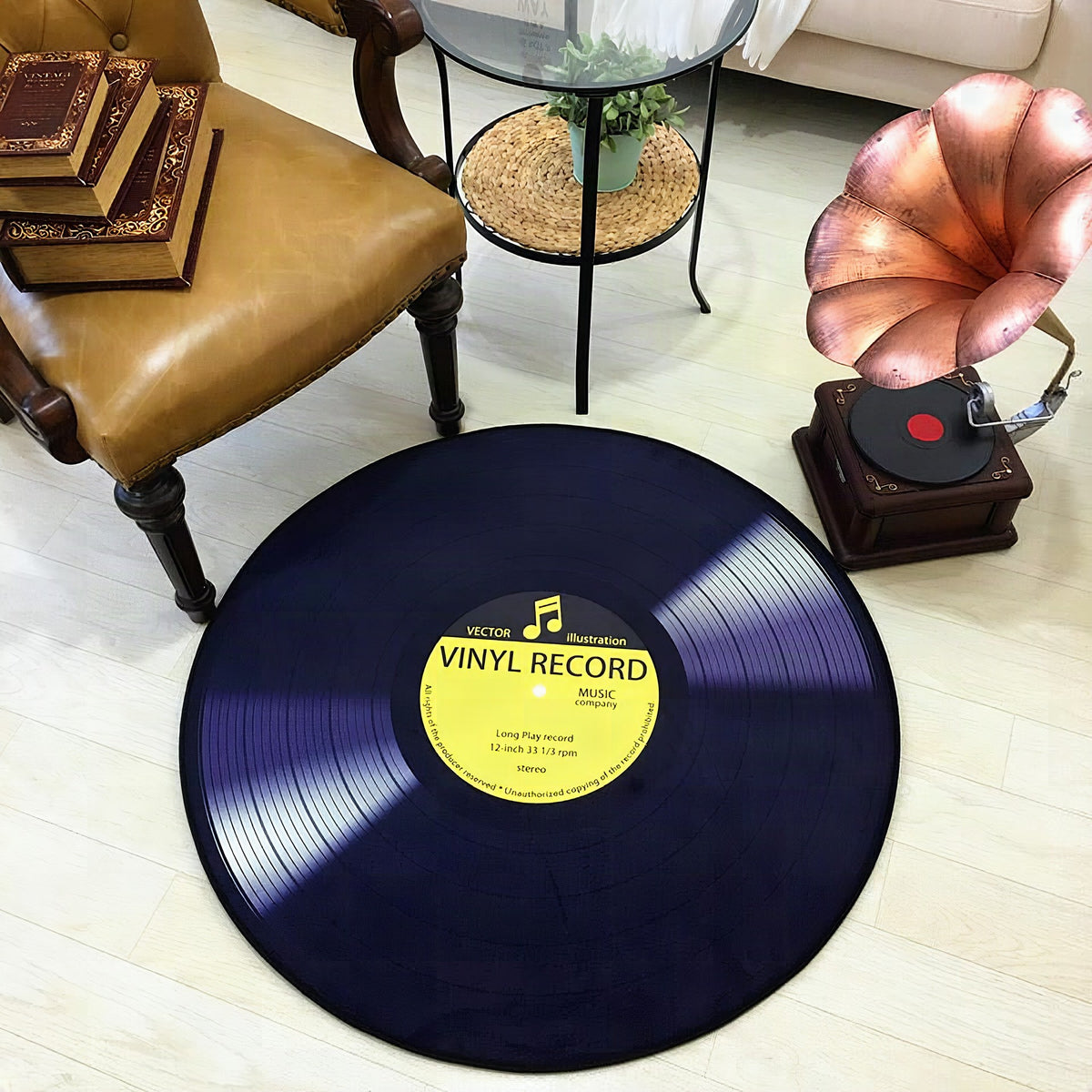Alfombra redonda diseño disco retro