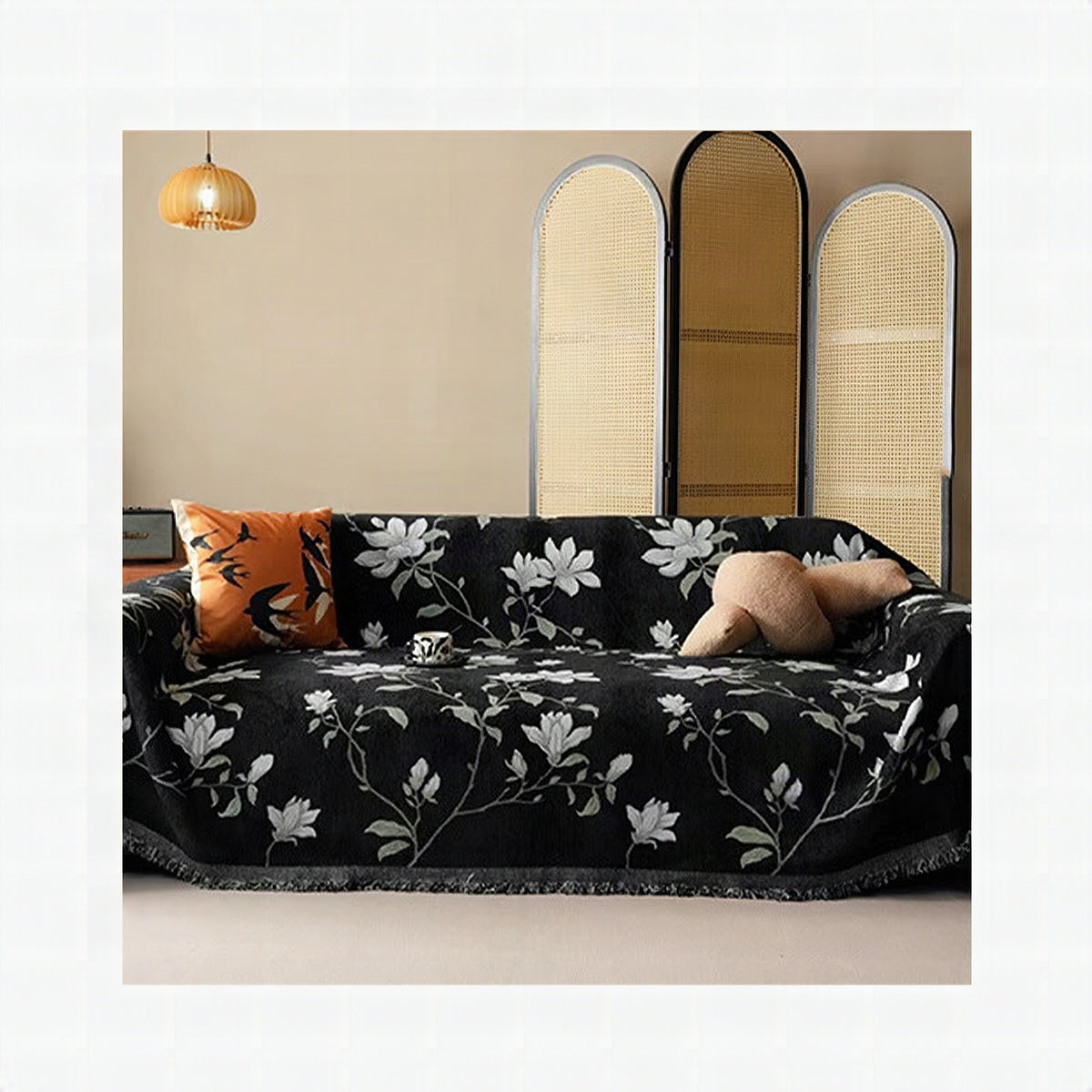 Funda decorativa para sofá con estampado floral
