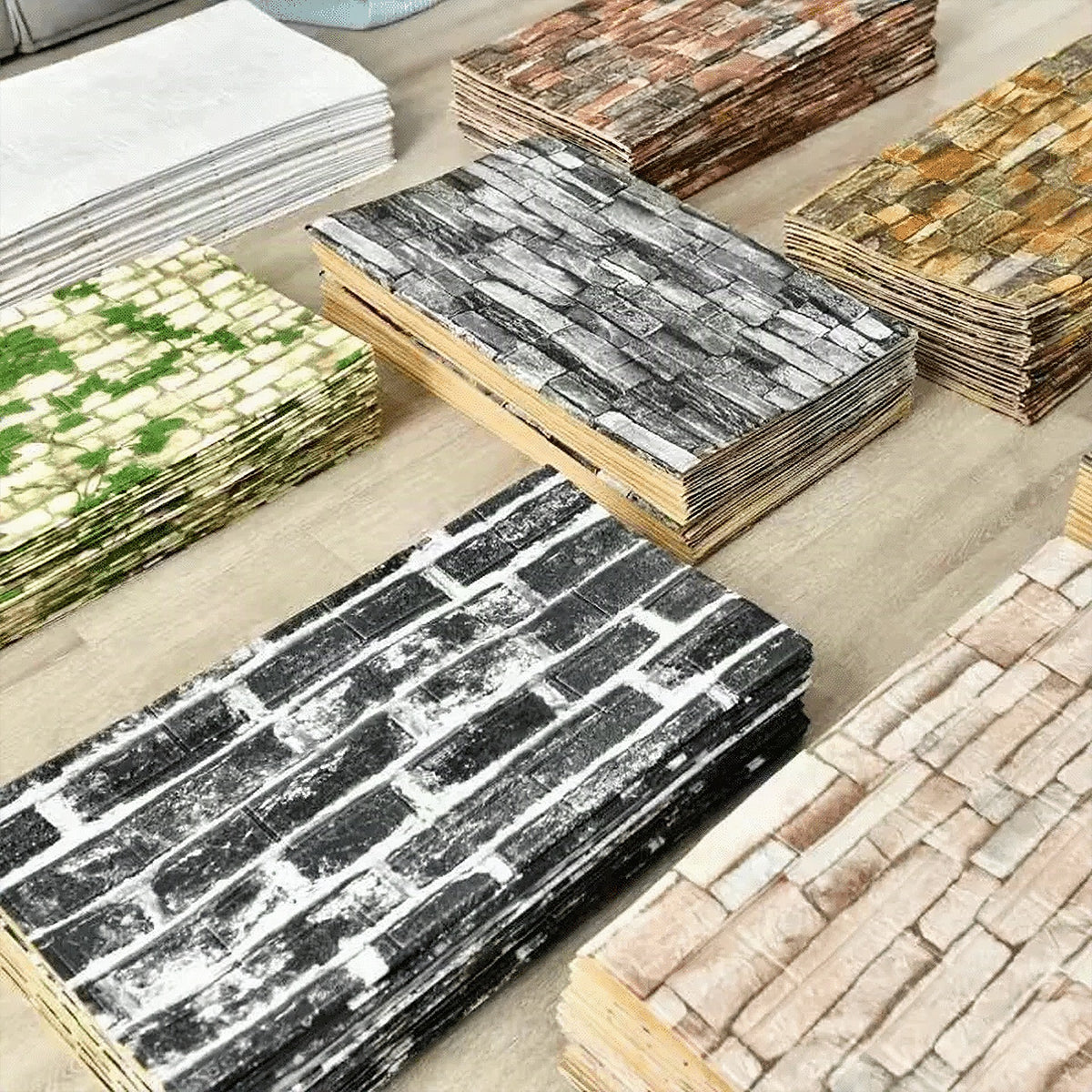 Panel decorativo 3D de espuma con efecto ladrillo