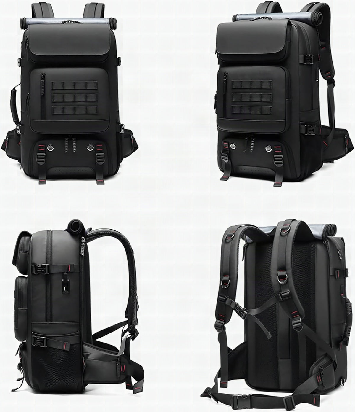 Mochila de viaje impermeable 50 L con compartimento para calzado y puerto USB