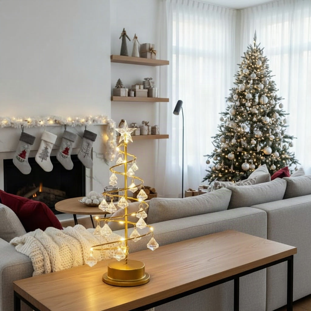 Árbol de Navidad LED elegante con luz cálida para ambiente festivo