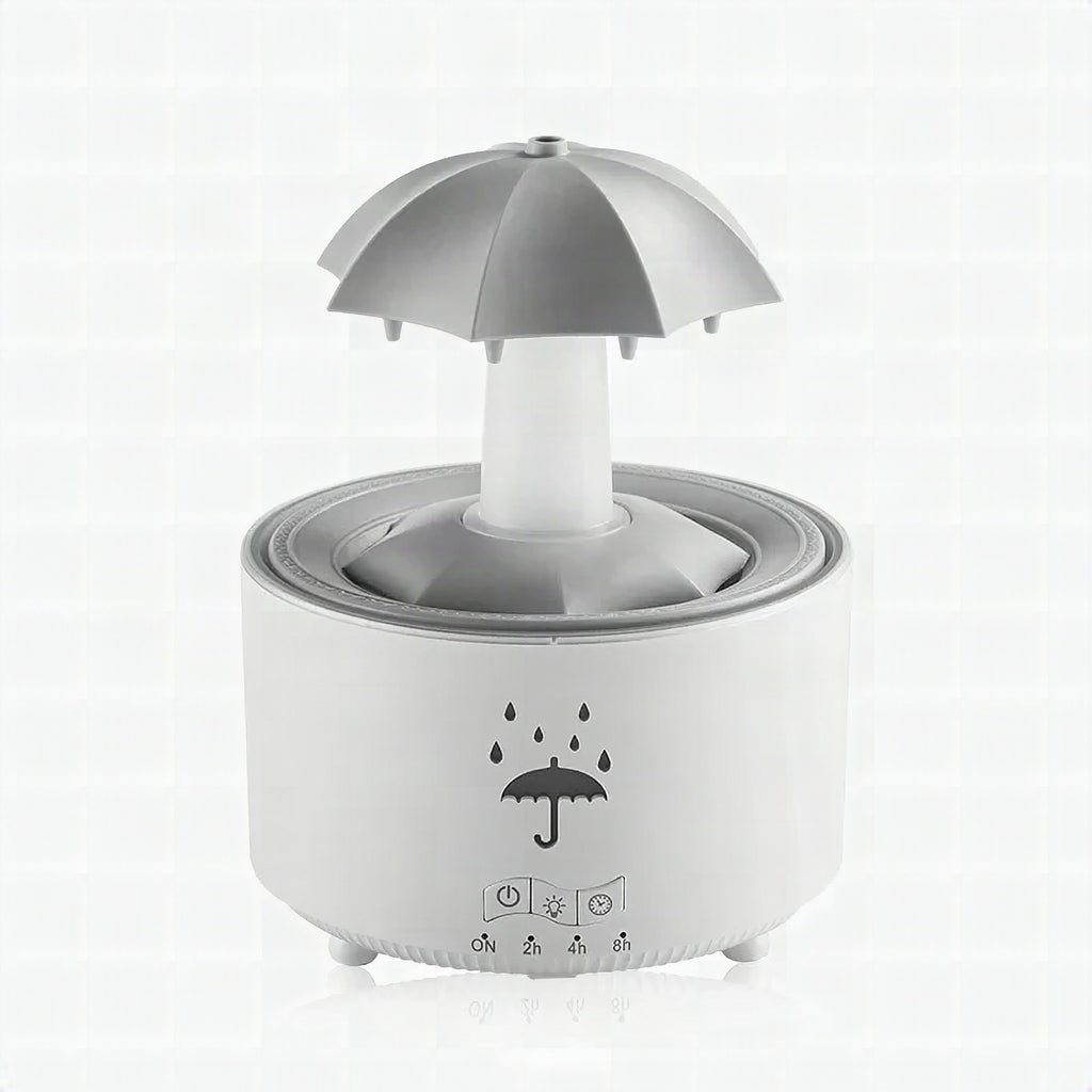 Humidificador de aire con forma de paraguas y gotas de agua