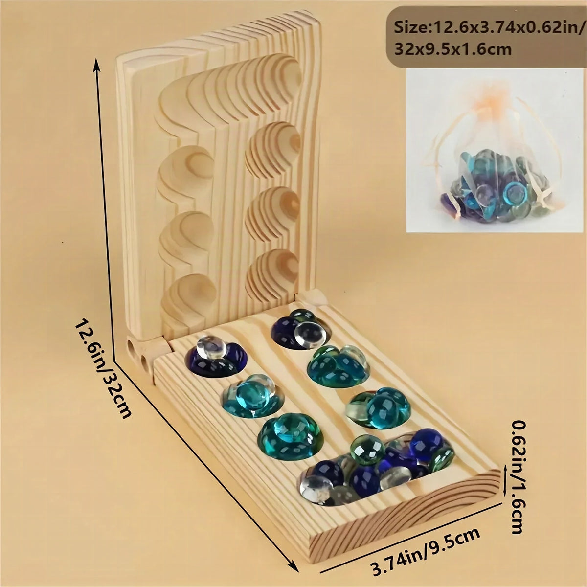 Juego de mesa Mancala de madera natural