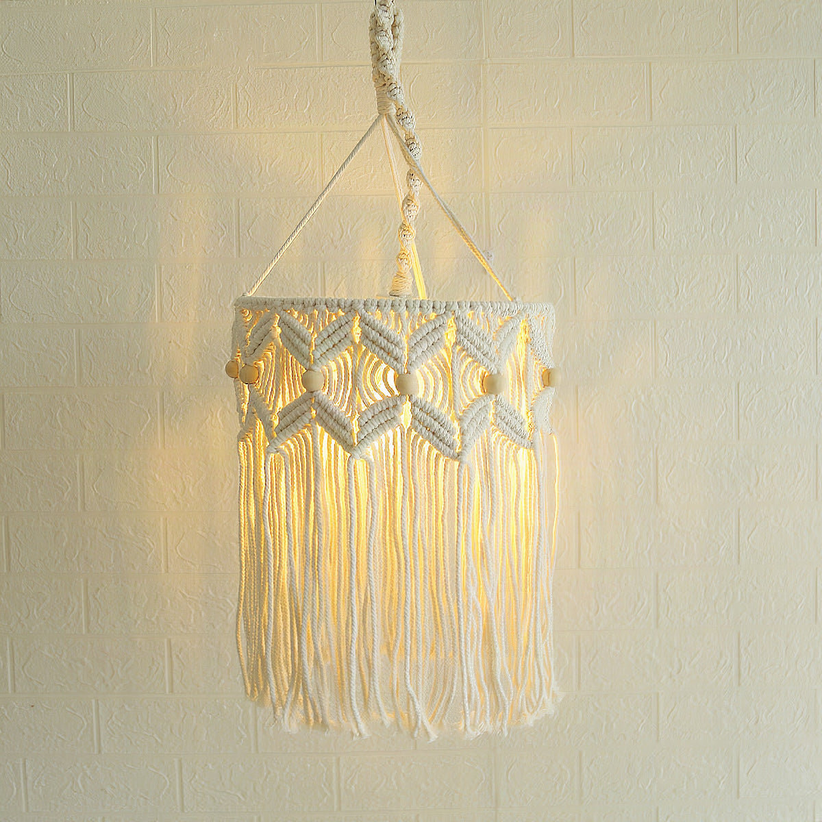 Lámpara colgante decorativa de macramé