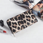 Cartera clásica con estampado de leopardo para mujer