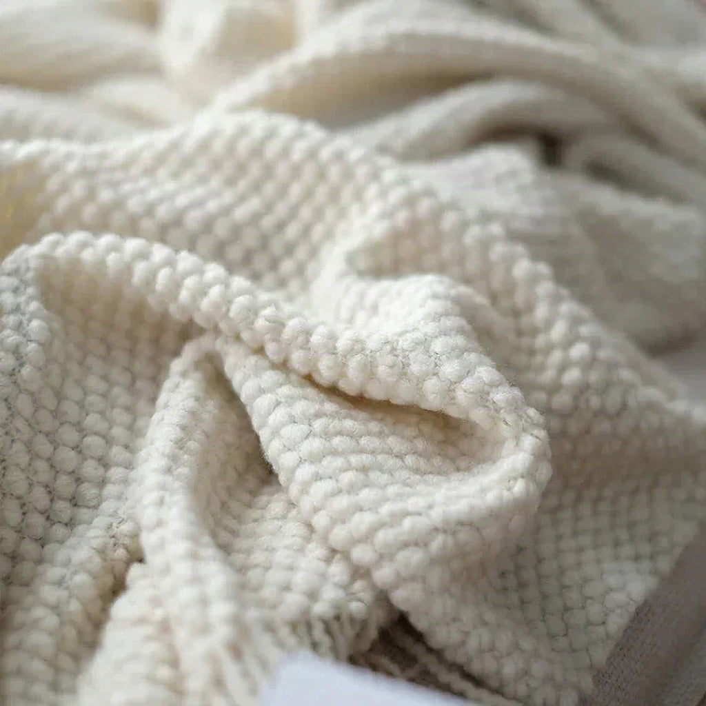 Manta de lana blanco crema