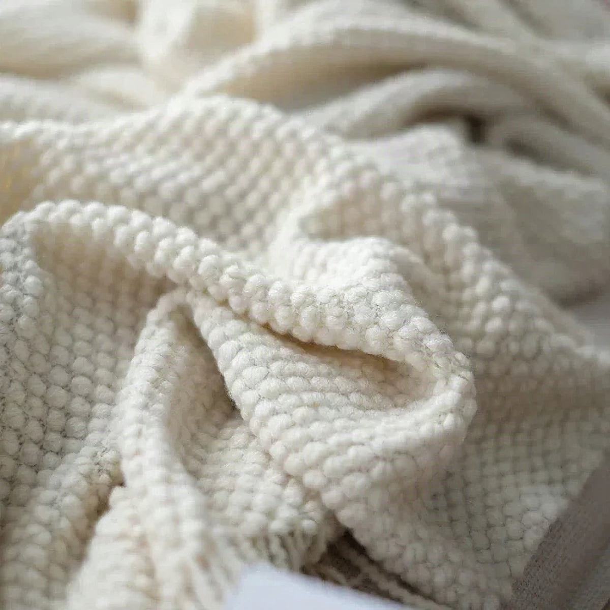 Manta de lana blanco crema