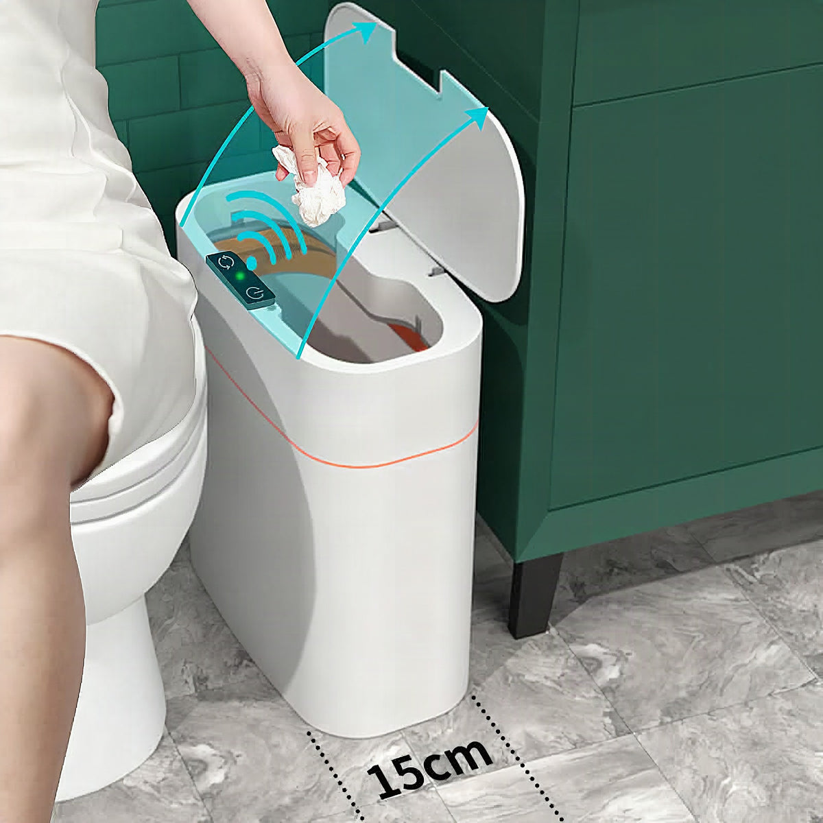Cubo de basura inteligente de 13 L con sensor infrarrojo y tapa automática